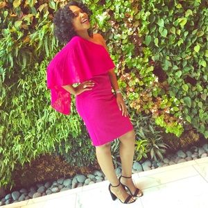 Vince Camuto Pink One Shoulder Dress